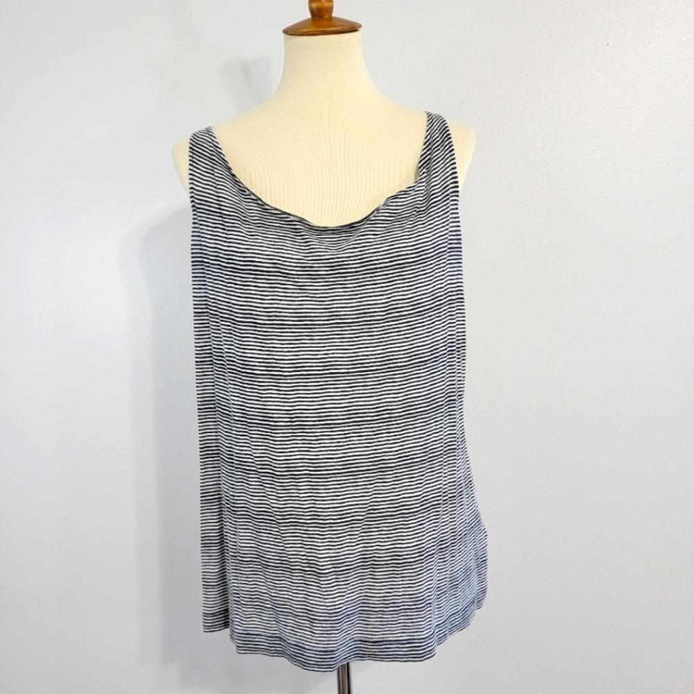 Tory Burch Black And White Striped Tank Top